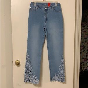 Very Vera high waist embroidered jeans.